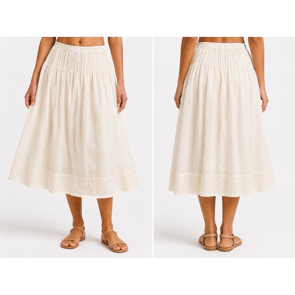 Women Drop Waist Pleated Sheer Midi Skirt Cream - Future Collective Size 12